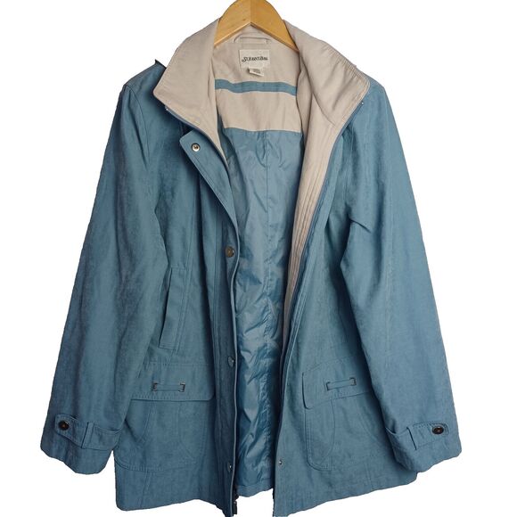 Woman's St. Johns Bay Woman's Large suede feel  Coat With Detachable Hood - Picture 1 of 9